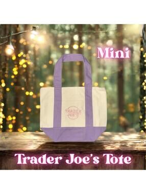 Trader Joe's Mini Pastel Canvas Tote Bag Lavender Pastel Color Spring Easter